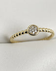 Diamond Disc Ring, 14k Solid Gold Pave Diamond Ring