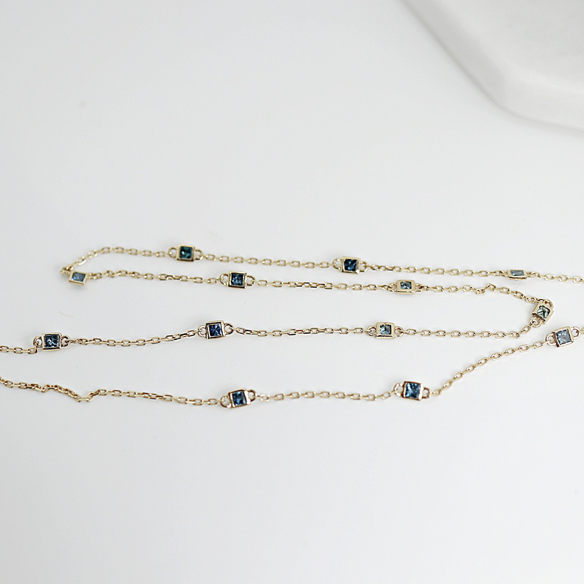 Diamond By the Yard Necklace, 10k Blue Diamond Station Necklace