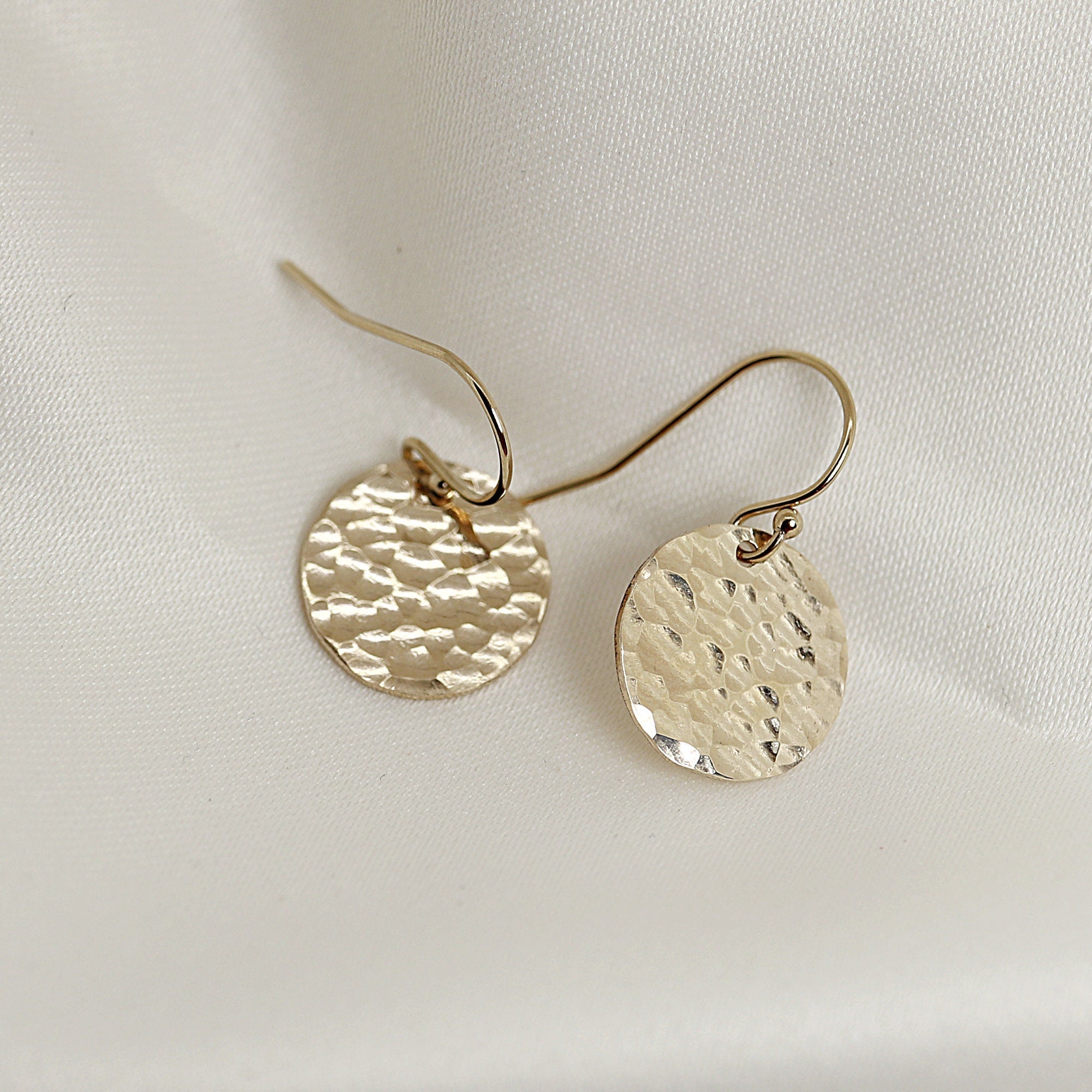 Hammered Gold Dangle Drop Earrings