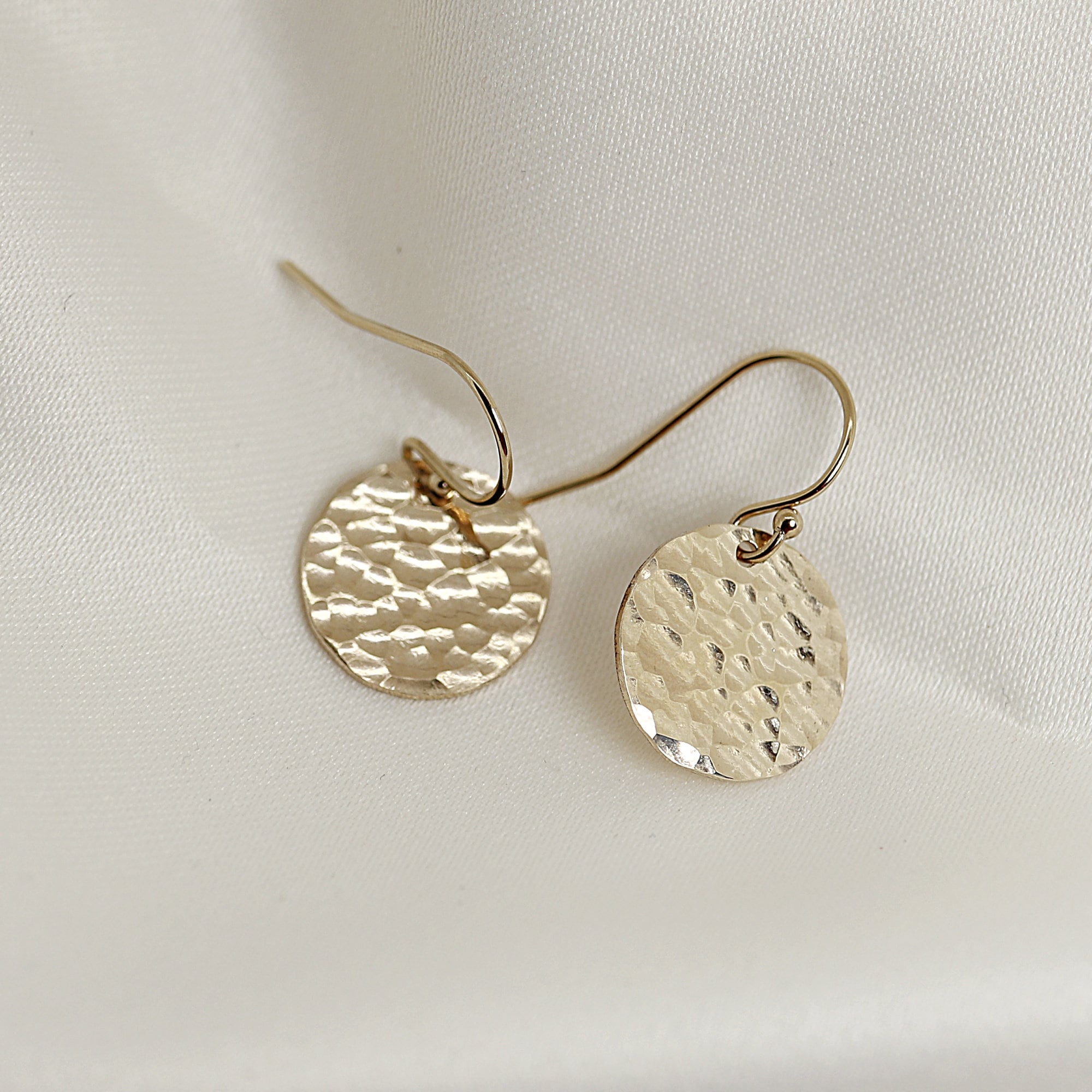 Hammered Gold Dangle Drop Earrings - Melt'm Jewelry