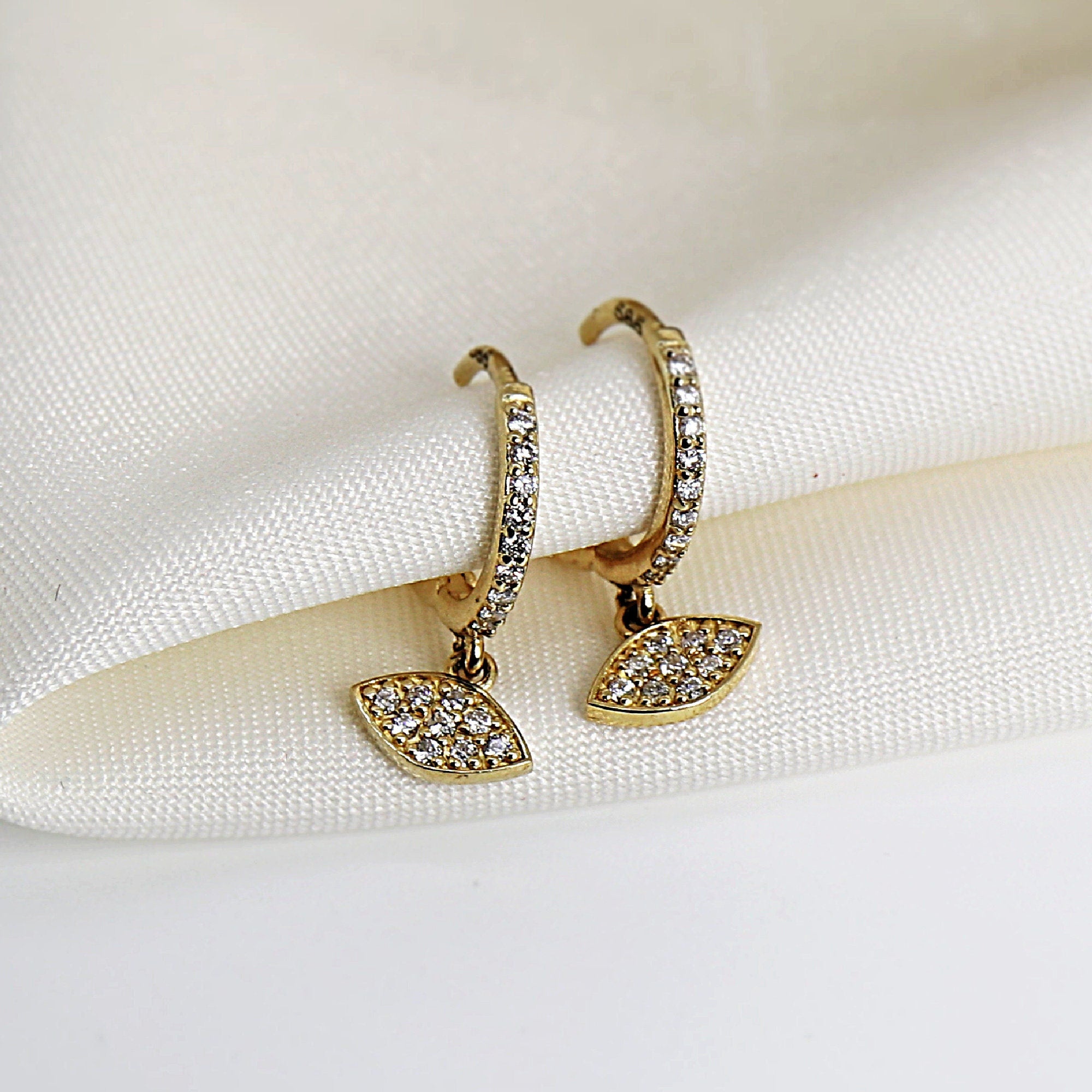 Diamond Evil Eye Hoop Earrings - SINGLR OR PAIR - Melt'm Jewelry
