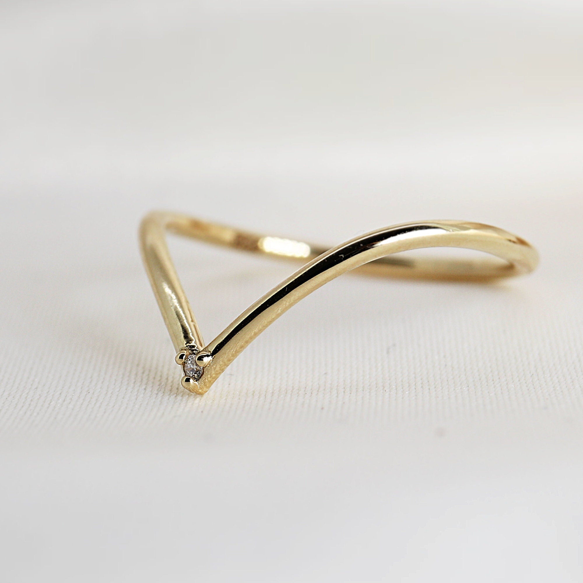 Big V Diamond Wedding Band 14k Gold - Melt'm Jewelry