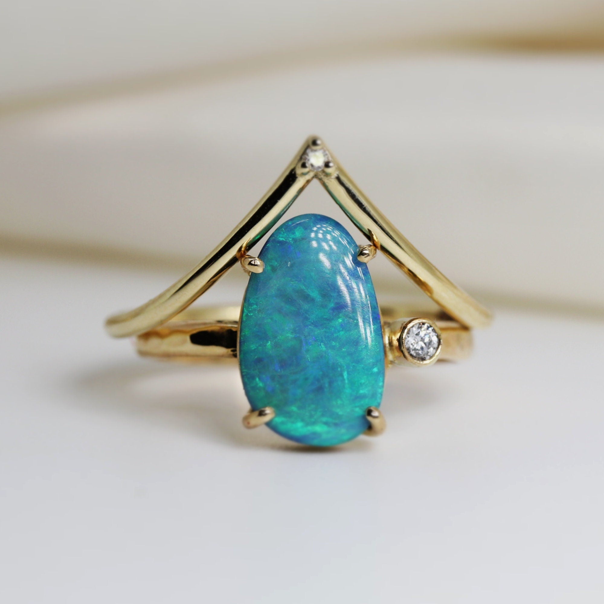 Big V Diamond Wedding Band 14k Gold - Melt'm Jewelry