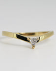 Triangle Diamond Ring, 14k Solid Gold Chevron Wedding Band