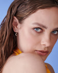 Natural Diamonds Crescent Moon Huggie Hoops (SINGLE or PAIR) - Melt'm Jewelry