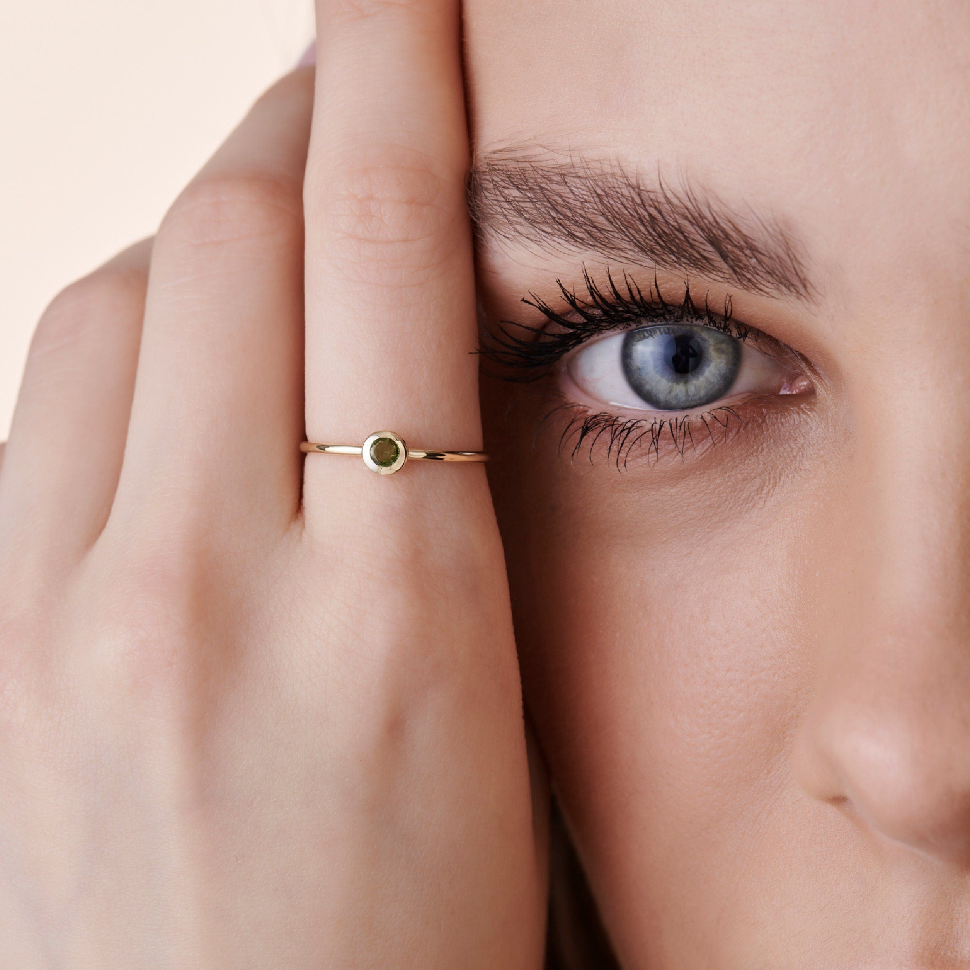 Green Tourmaline Ring 14k Solid Gold - Melt'm Jewelry