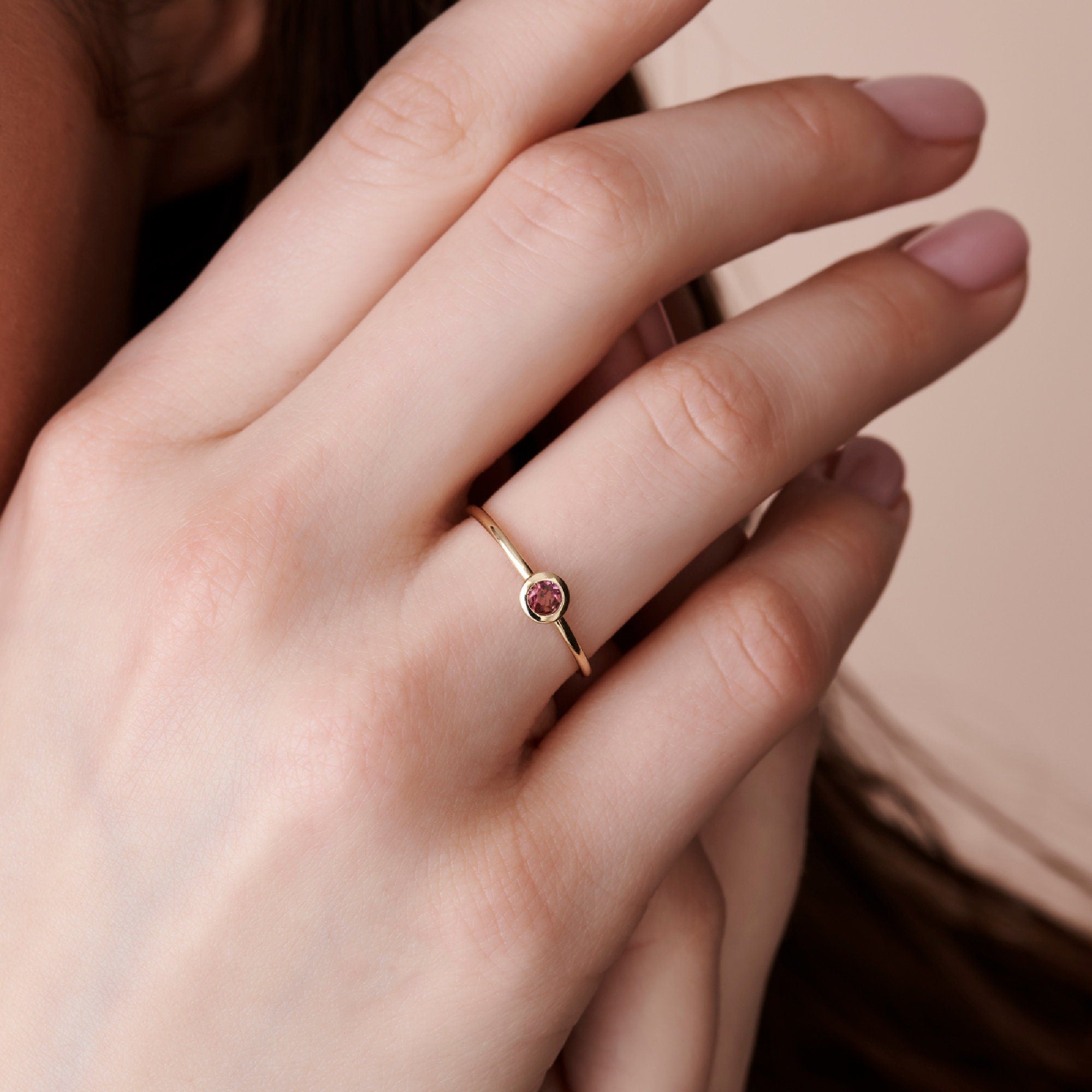 Green Tourmaline Ring 14k Solid Gold - Melt'm Jewelry