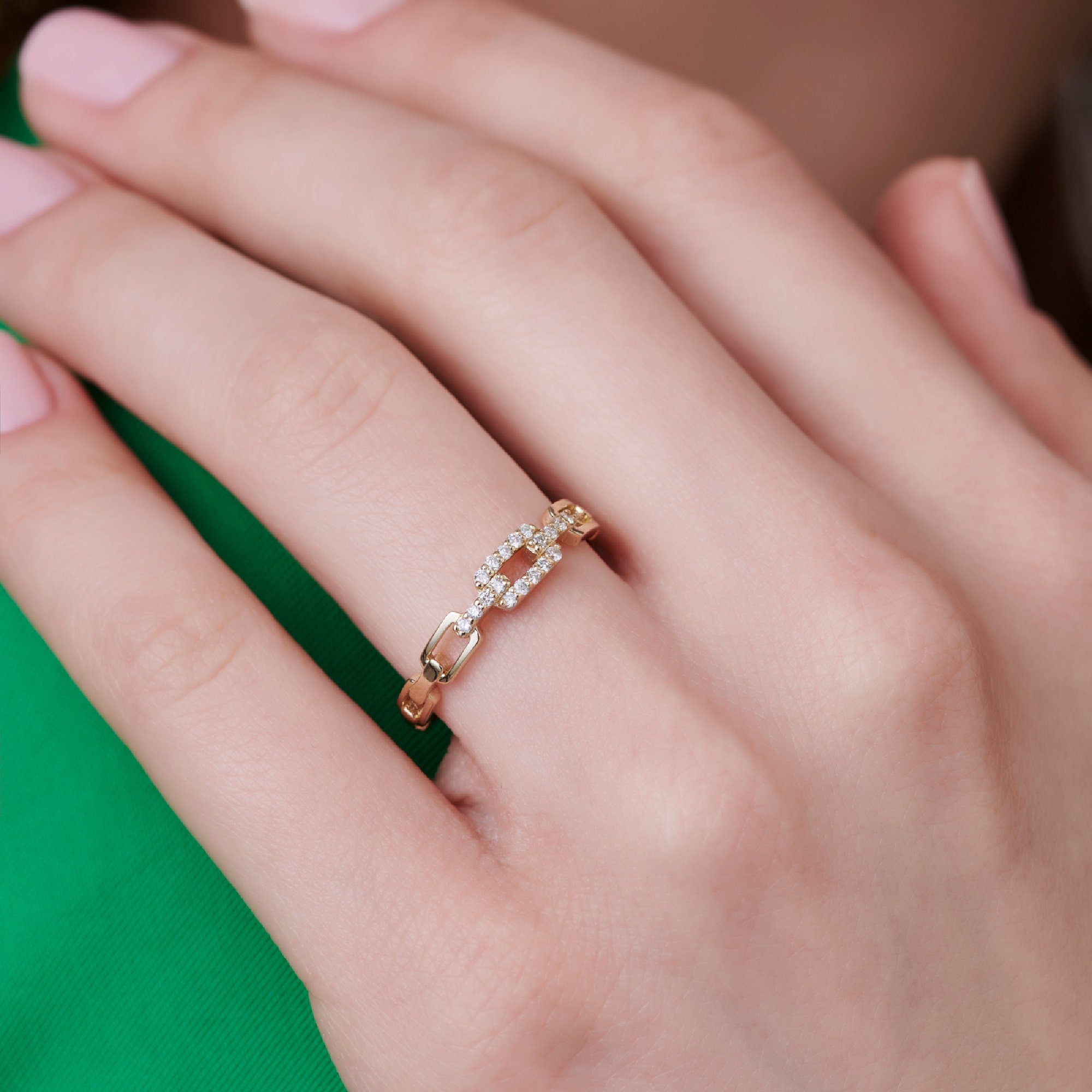 14k Gold Link Chain Ring - Melt'm Jewelry