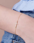 14k Gold Diamond Cross Bracelet - Melt'm Jewelry