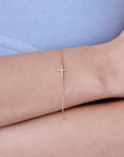 14k Gold Diamond Cross Bracelet - Melt'm Jewelry