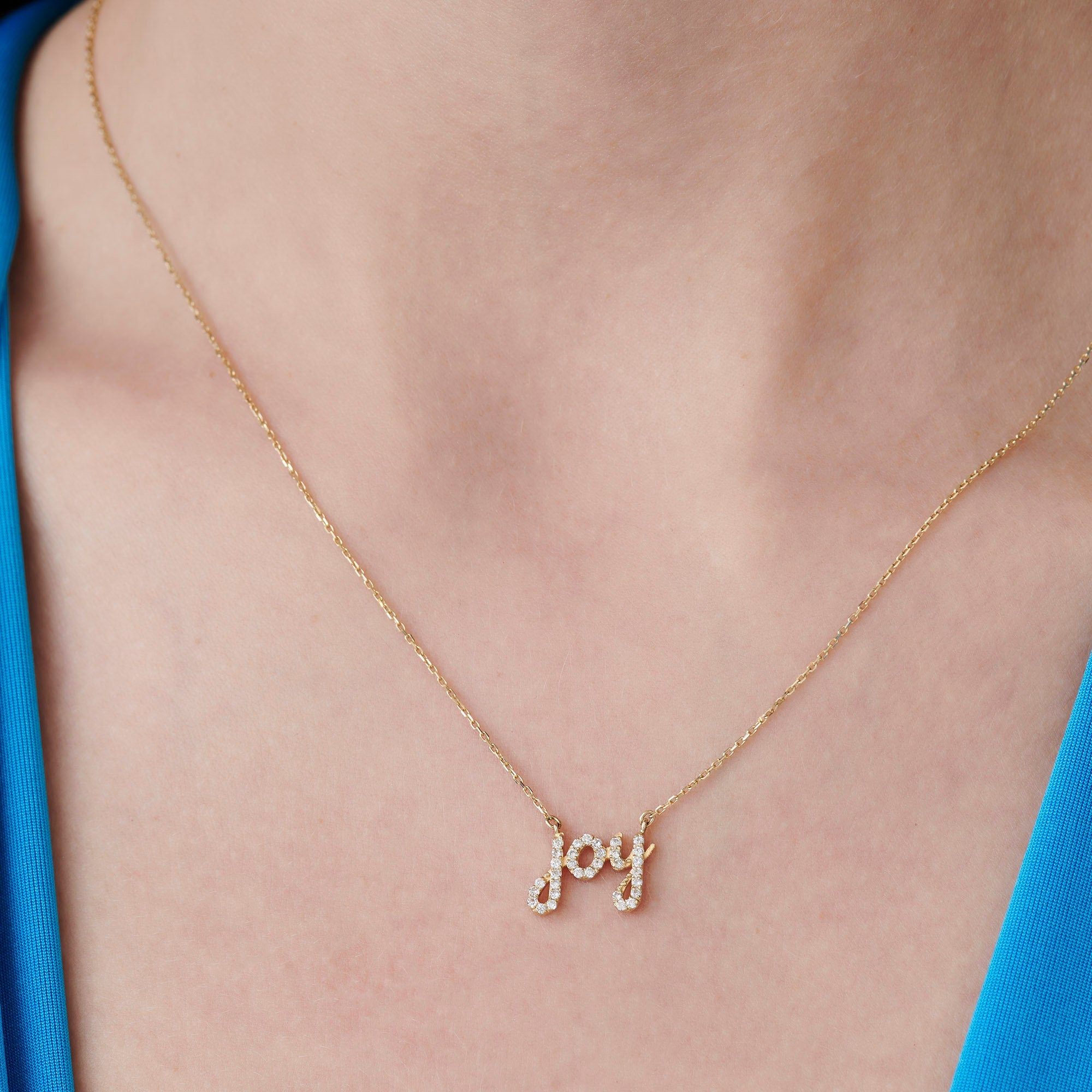 14k Solid Gold Diamond Joy Necklace - Melt'm Jewelry