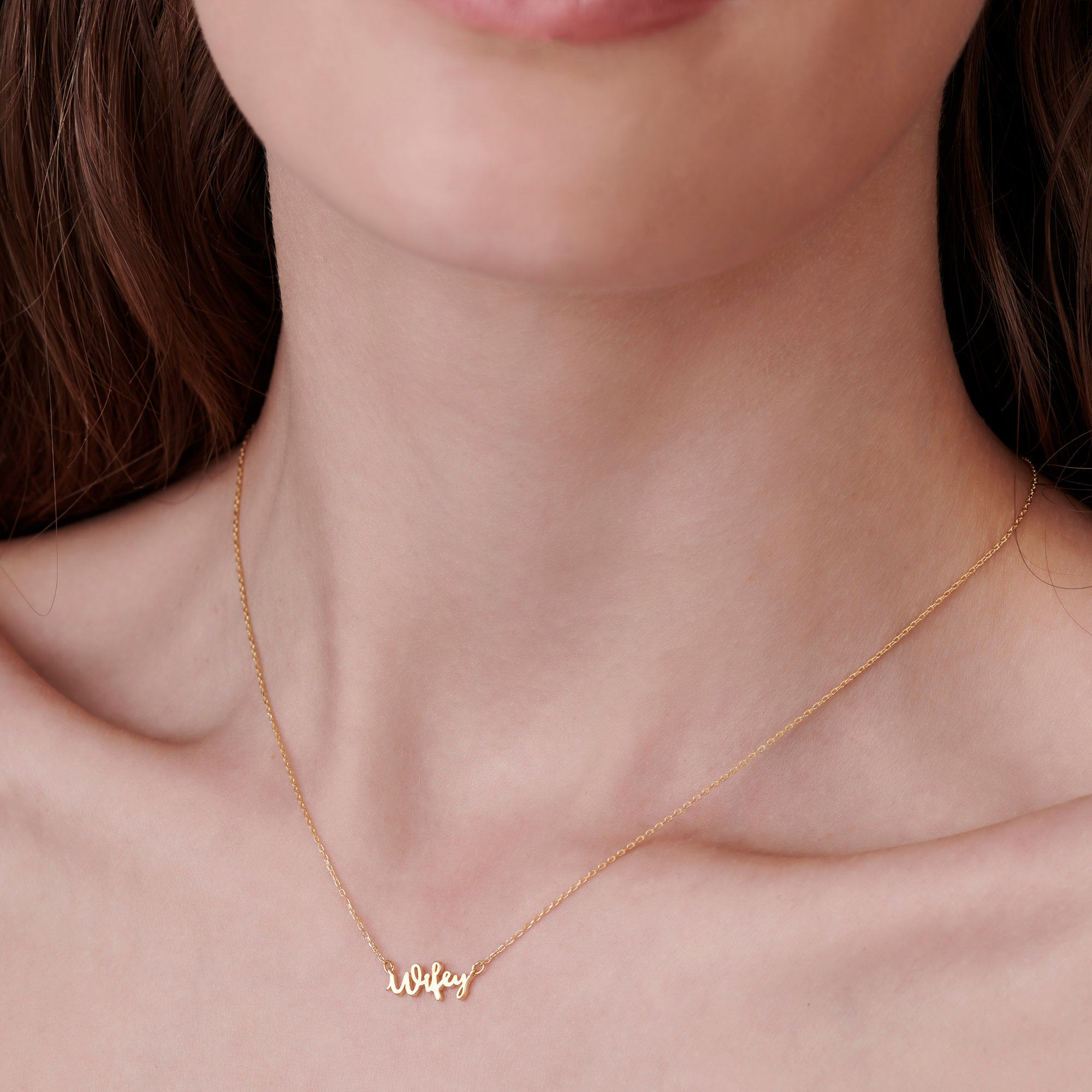 Wifey Necklace, Sterling Silver or Gold Vermeil Wife Necklace