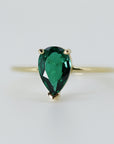 14k Gold Pear Cut Emerald Ring