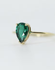 14k Gold Pear Cut Emerald Ring - Melt'm Jewelry