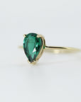 14k Gold Pear Cut Emerald Ring