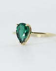 14k Gold Pear Cut Emerald Ring - Melt'm Jewelry
