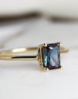 14k Gold Emerald Cut Alexandrite Ring