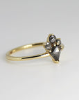 Kite Rose Cut Salt and Pepper Diamond Ring in 14k Yellow Gold