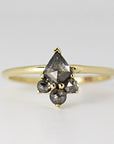 Kite Rose Cut Salt and Pepper Diamond Ring in 14k Yellow Gold