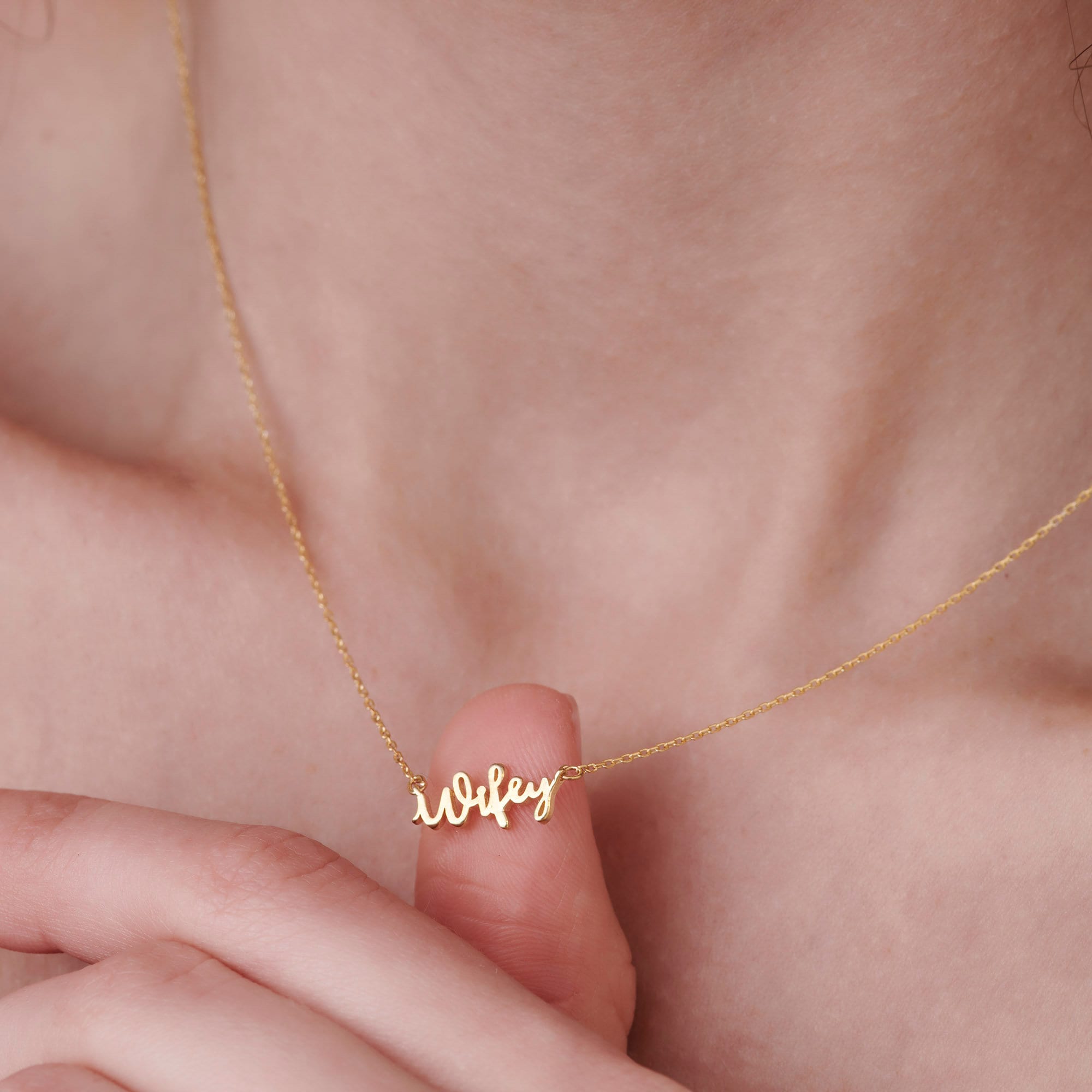 Wifey Necklace, Sterling Silver or Gold Vermeil Wife Necklace