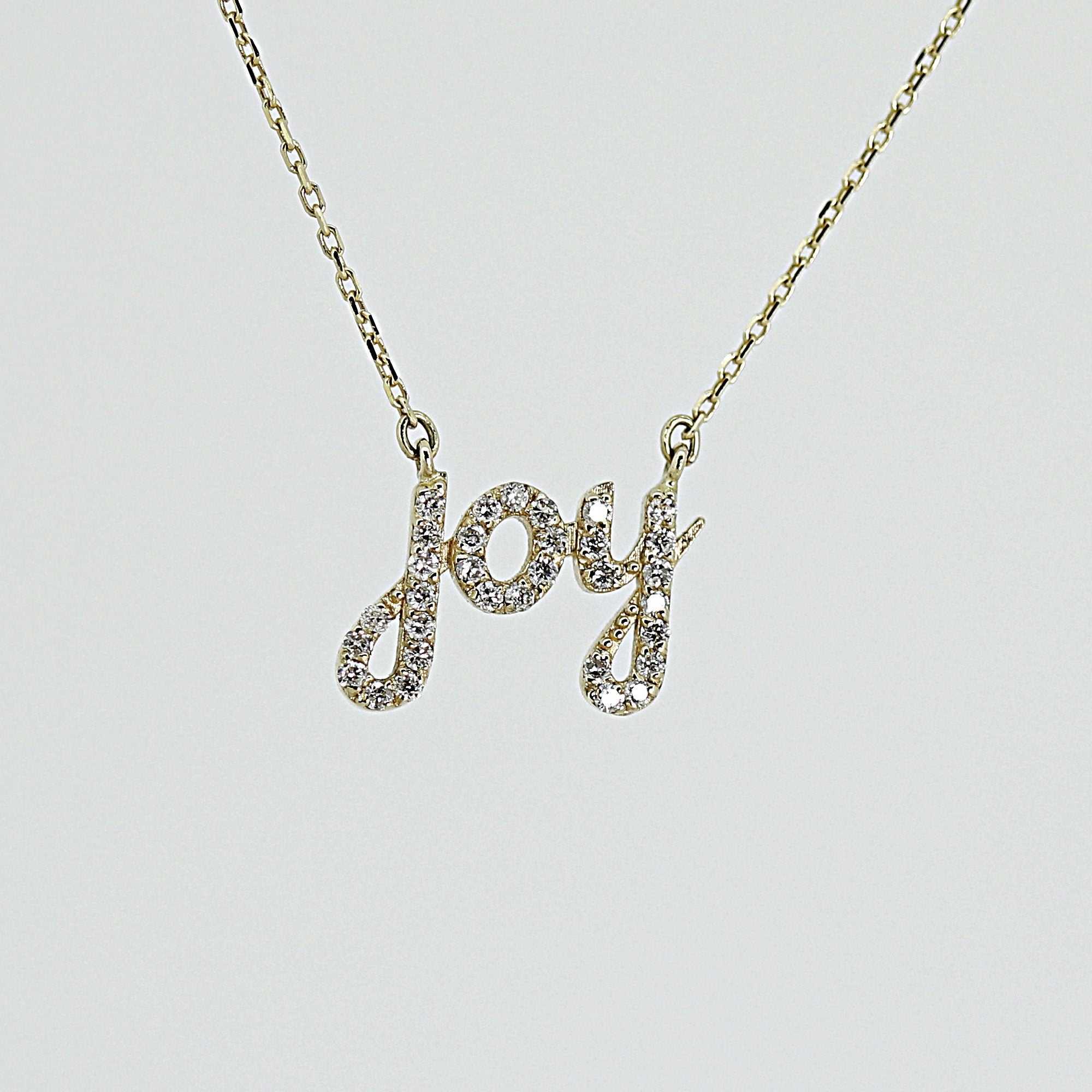 14k Solid Gold Diamond Joy Necklace