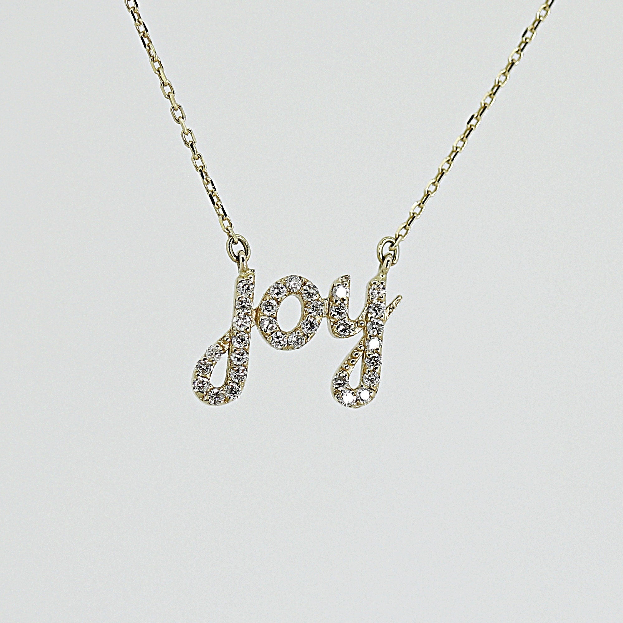 14k Solid Gold Diamond Joy Necklace - Melt'm Jewelry