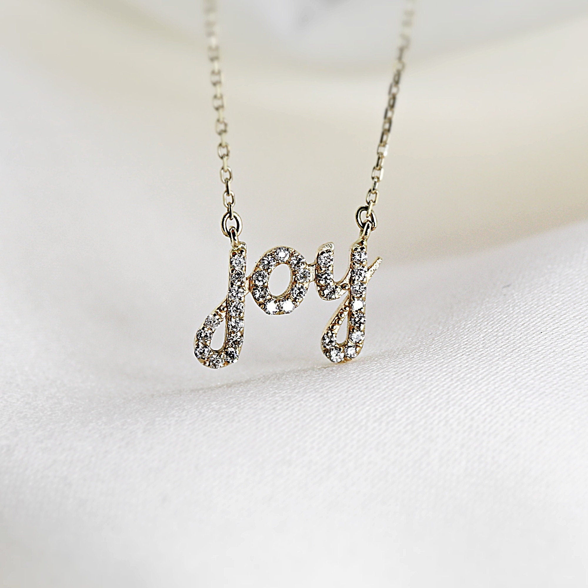 14k Solid Gold Diamond Joy Necklace - Melt'm Jewelry