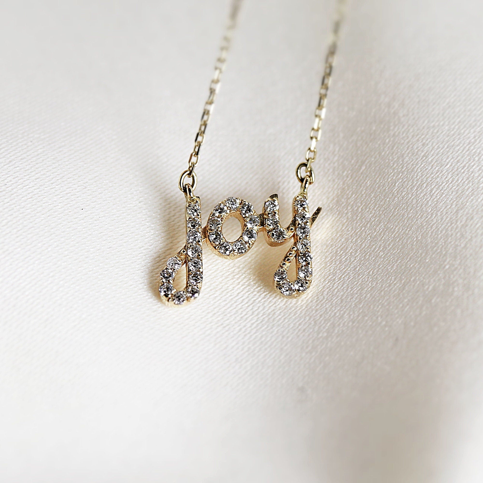 14k Solid Gold Diamond Joy Necklace