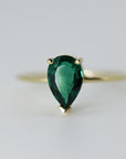 14k Gold Pear Cut Emerald Ring