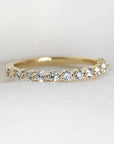 Shared Prong Diamond Wedding Band, 14k Solid Gold Floating Diamond Ring