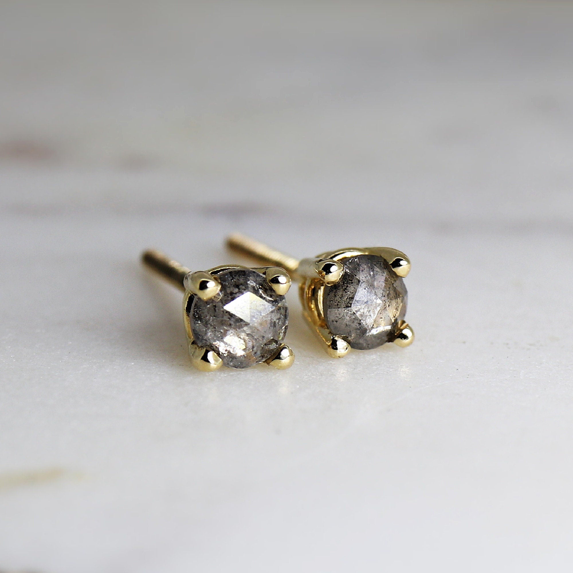 4mm Salt and Pepper Diamond Stud Earrings