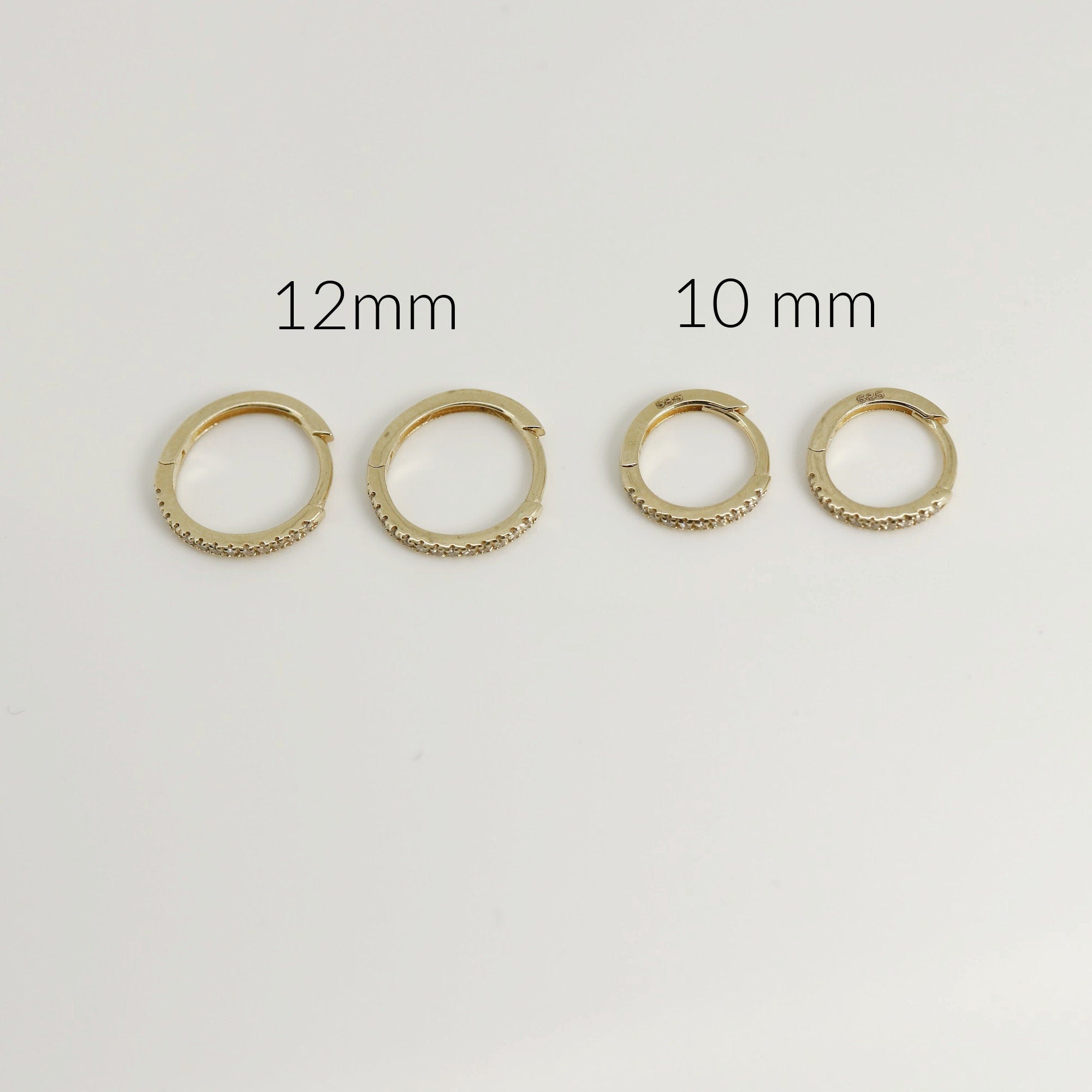 14k Solid Gold Diamond Huggie Hoops (SINGLE or PAIR) - Melt'm Jewelry