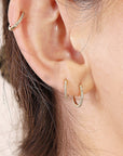 14k Solid Gold Diamond Huggie Hoops