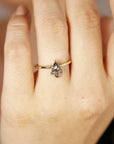 Kite Rose Cut Salt and Pepper Diamond Ring in 14k Yellow Gold