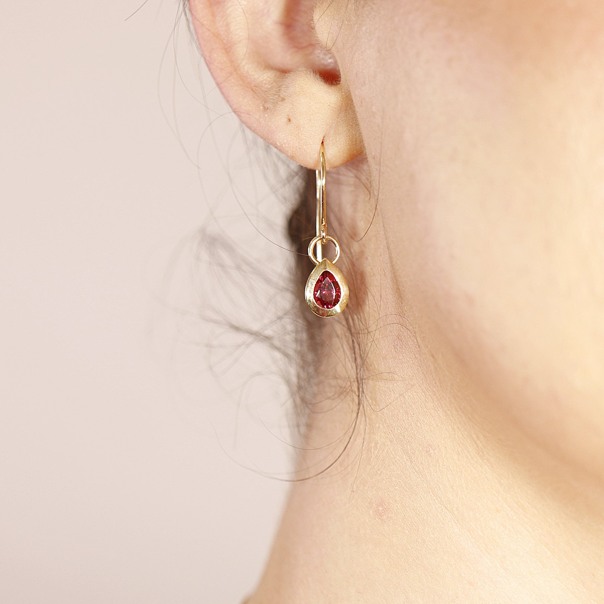 18k Gold Pink Tourmaline Earrings