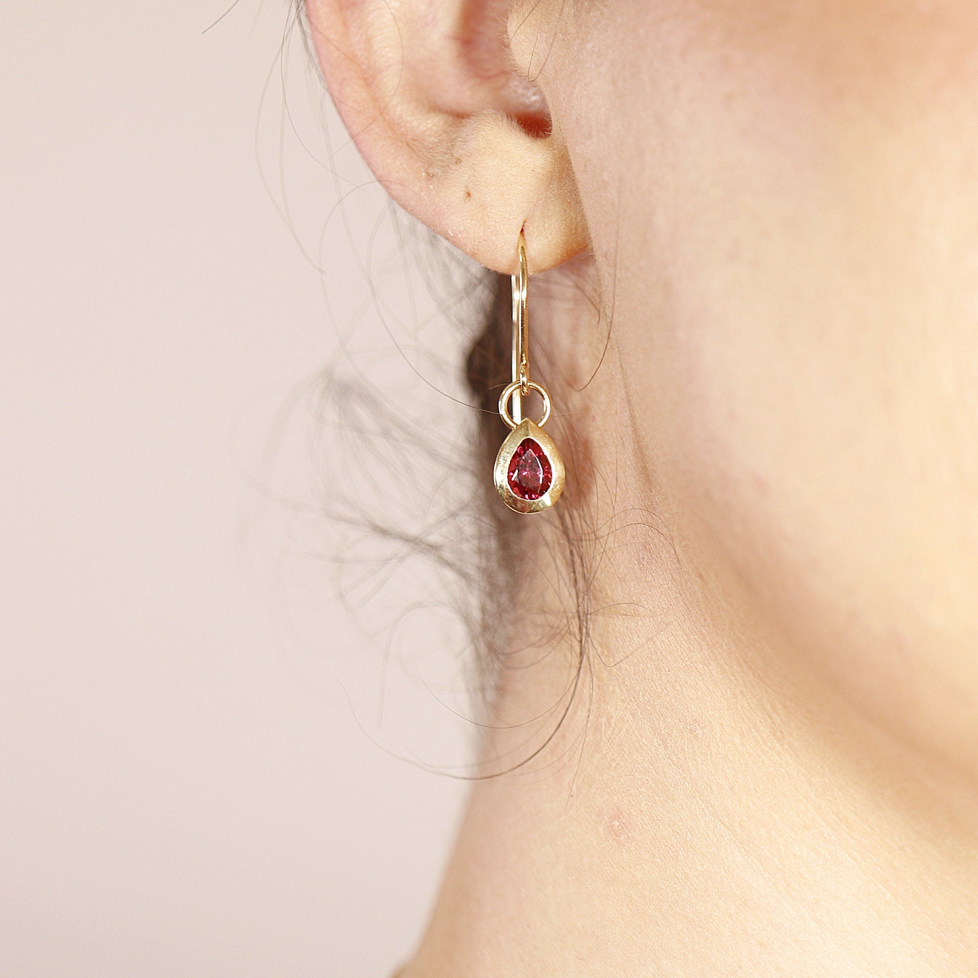 18k Gold Pink Tourmaline Earrings - Melt'm Jewelry