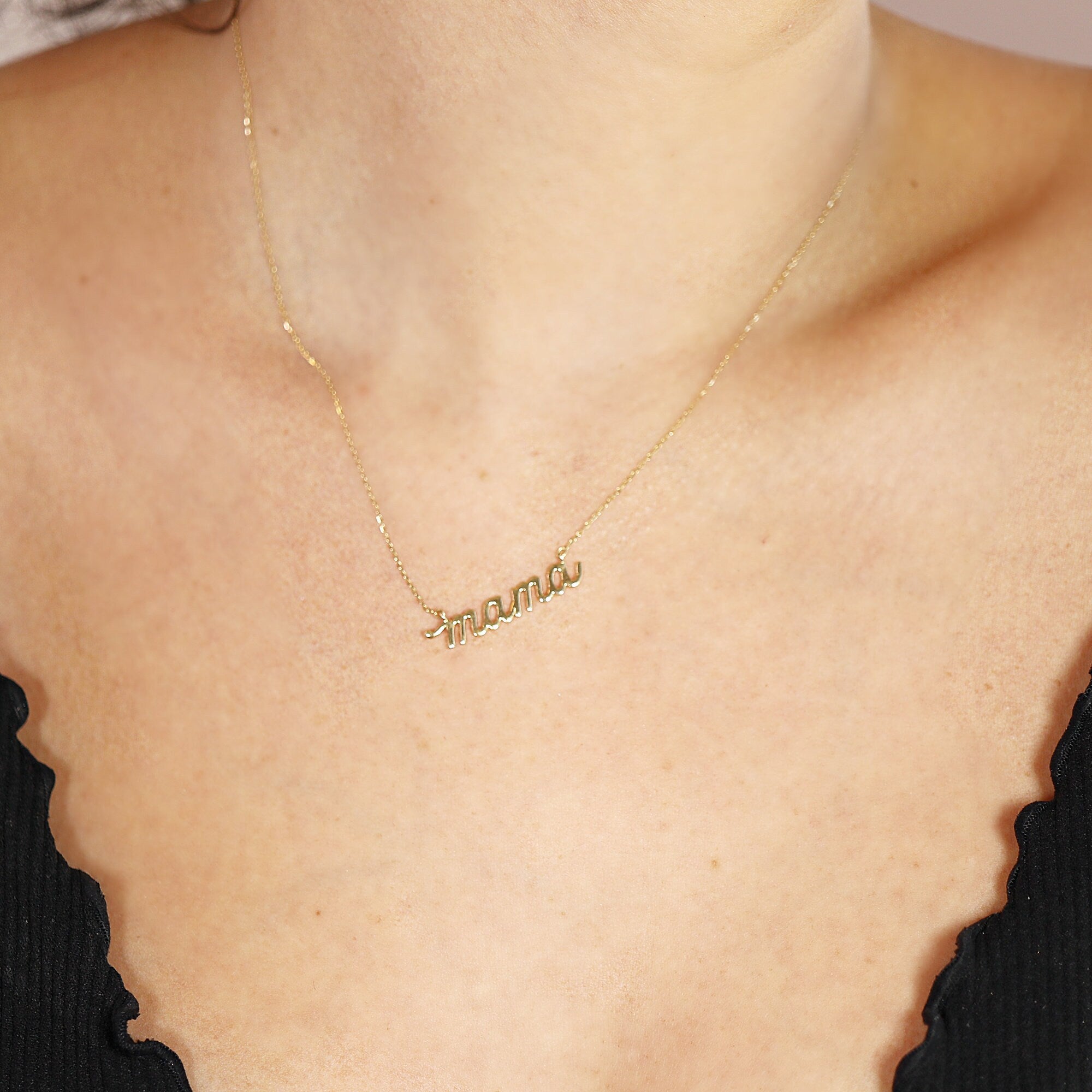 14k Solid Gold Mama Necklace - Melt'm Jewelry