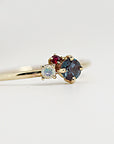 Dainty Cluster Ring, Gemstone Promise Ring with Alexandrite, Opal, Ruby