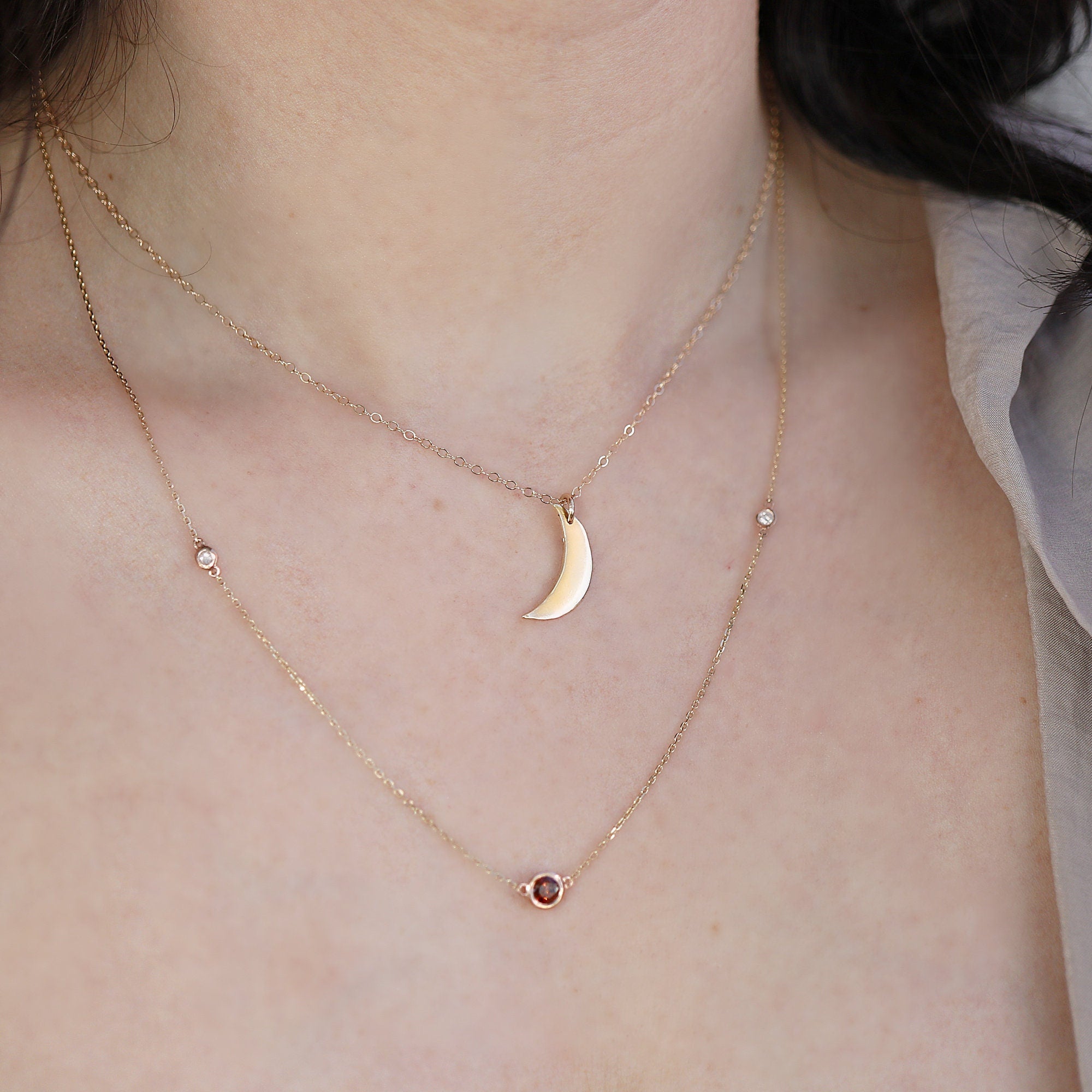 Red Diamond Station Necklace in 10k Gold - Melt'm Jewelry