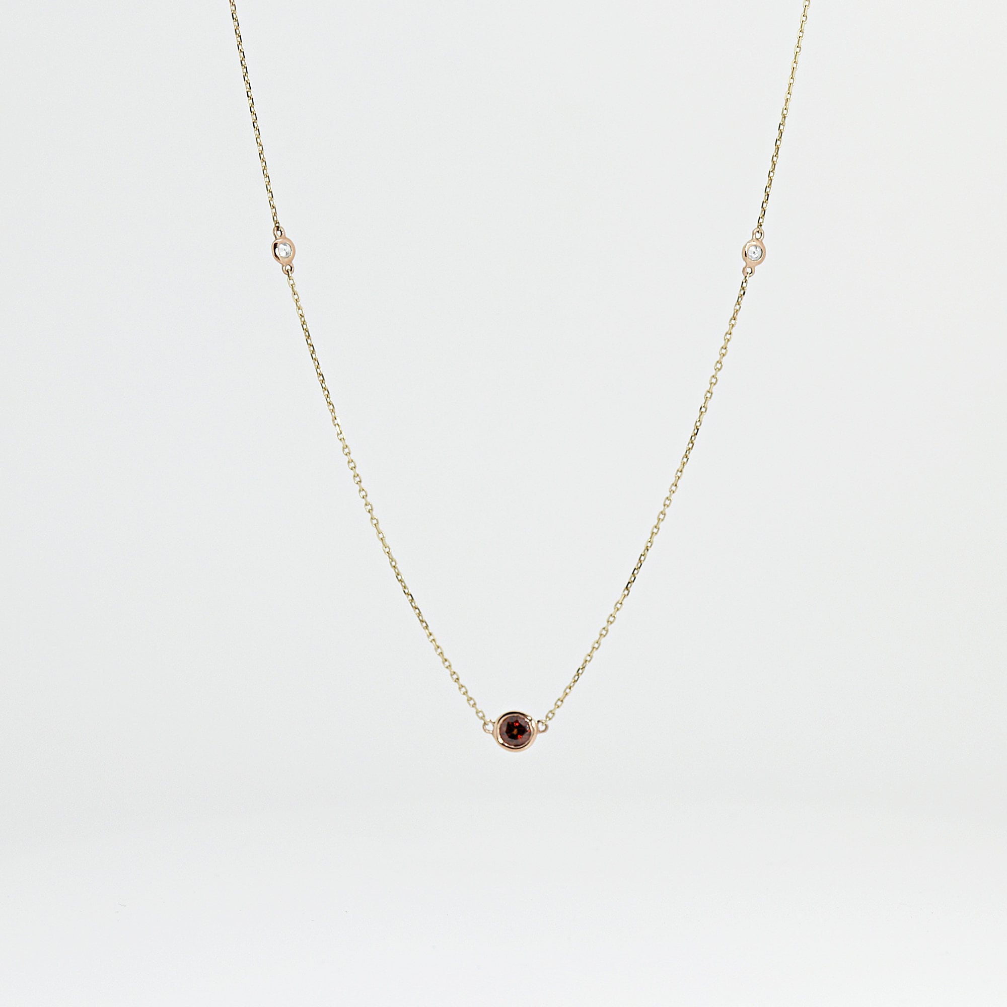 Diamond Station Necklace, Red Diamond By the Yard Necklace