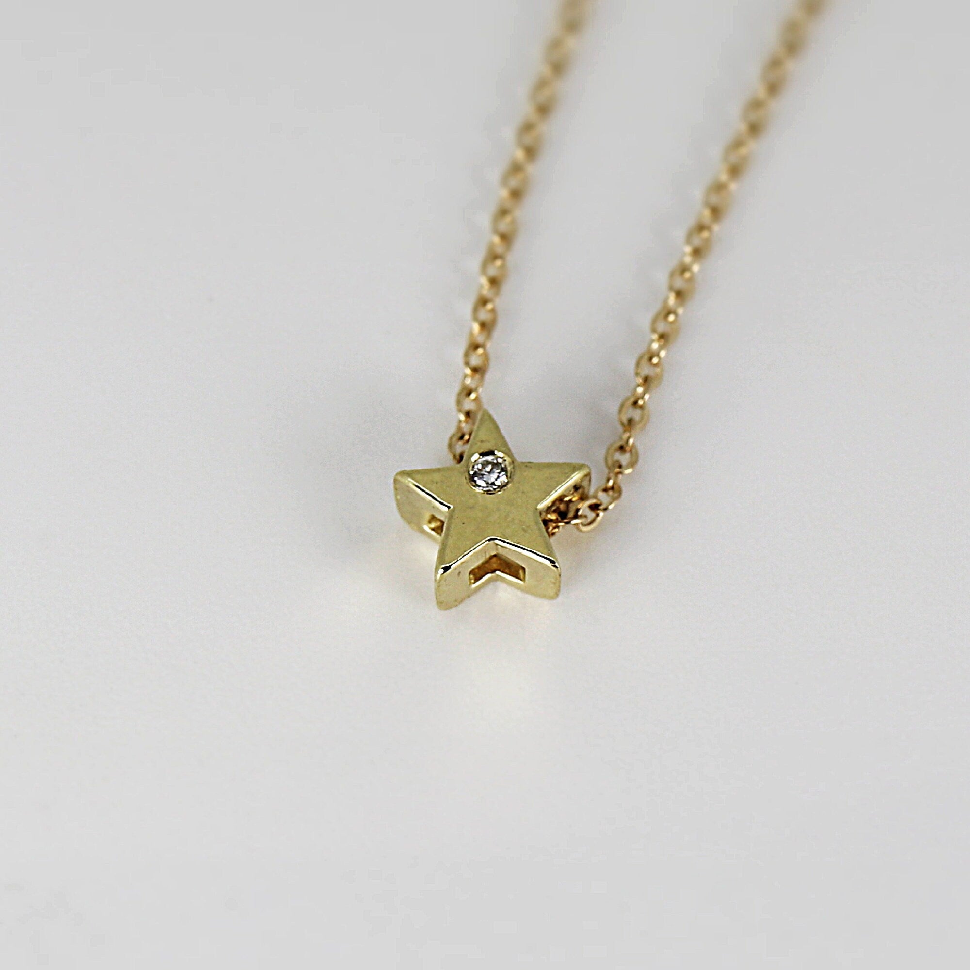 Diamond Star Necklace, Sliding Star Necklace