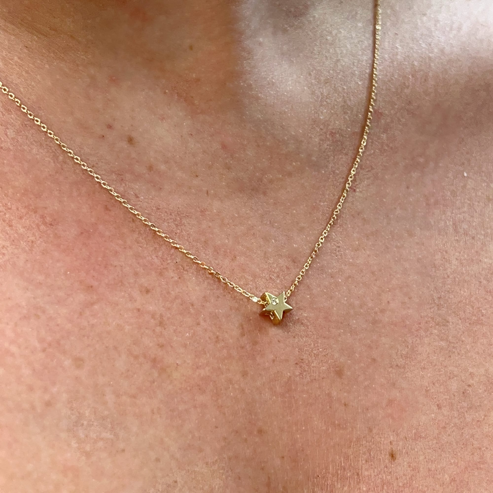 Diamond Star Necklace, Sliding Star Necklace