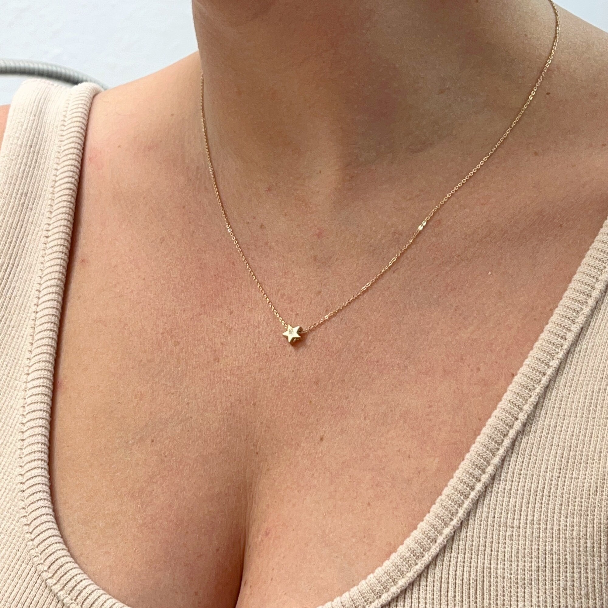 Diamond Star Necklace, Sliding Star Necklace