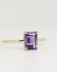 14k Gold Emerald Cut Amethyst Ring, Amethyst Engagement Ring - Melt'm Jewelry