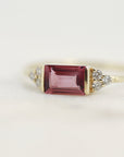 Baguette Pink Tourmaline & Diamond Art Deco Ring - Melt'm Jewelry
