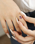 14k Gold Emerald Cut Amethyst Ring, Amethyst Engagement Ring