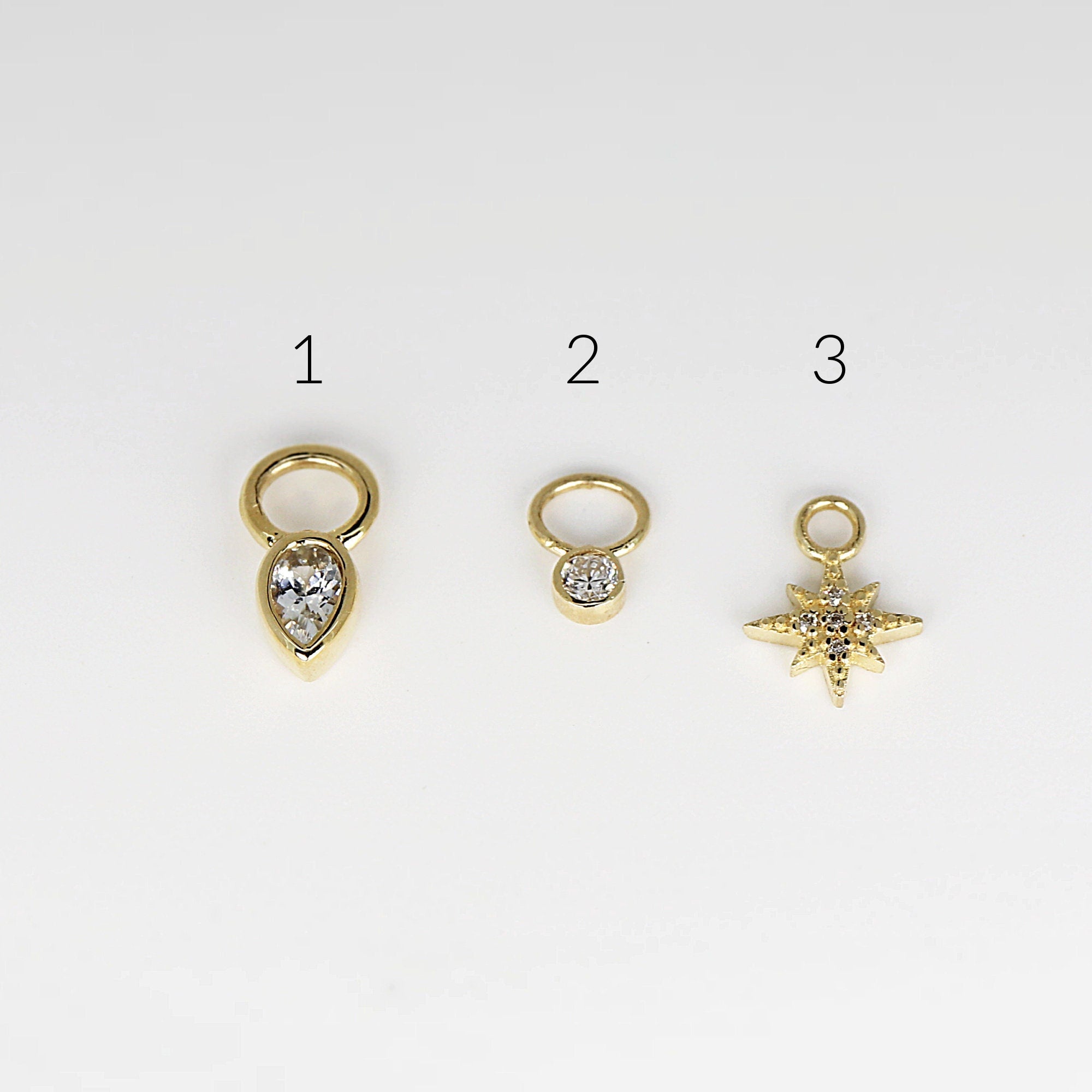 14k Gold Charm, Gold Earring Charm, Gold Huggie Charm, Add On Hoop Charm - Melt'm Jewelry