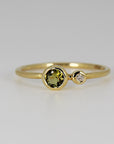 Diamond & Green Tourmaline Ring 14k Gold - Melt'm Jewelry