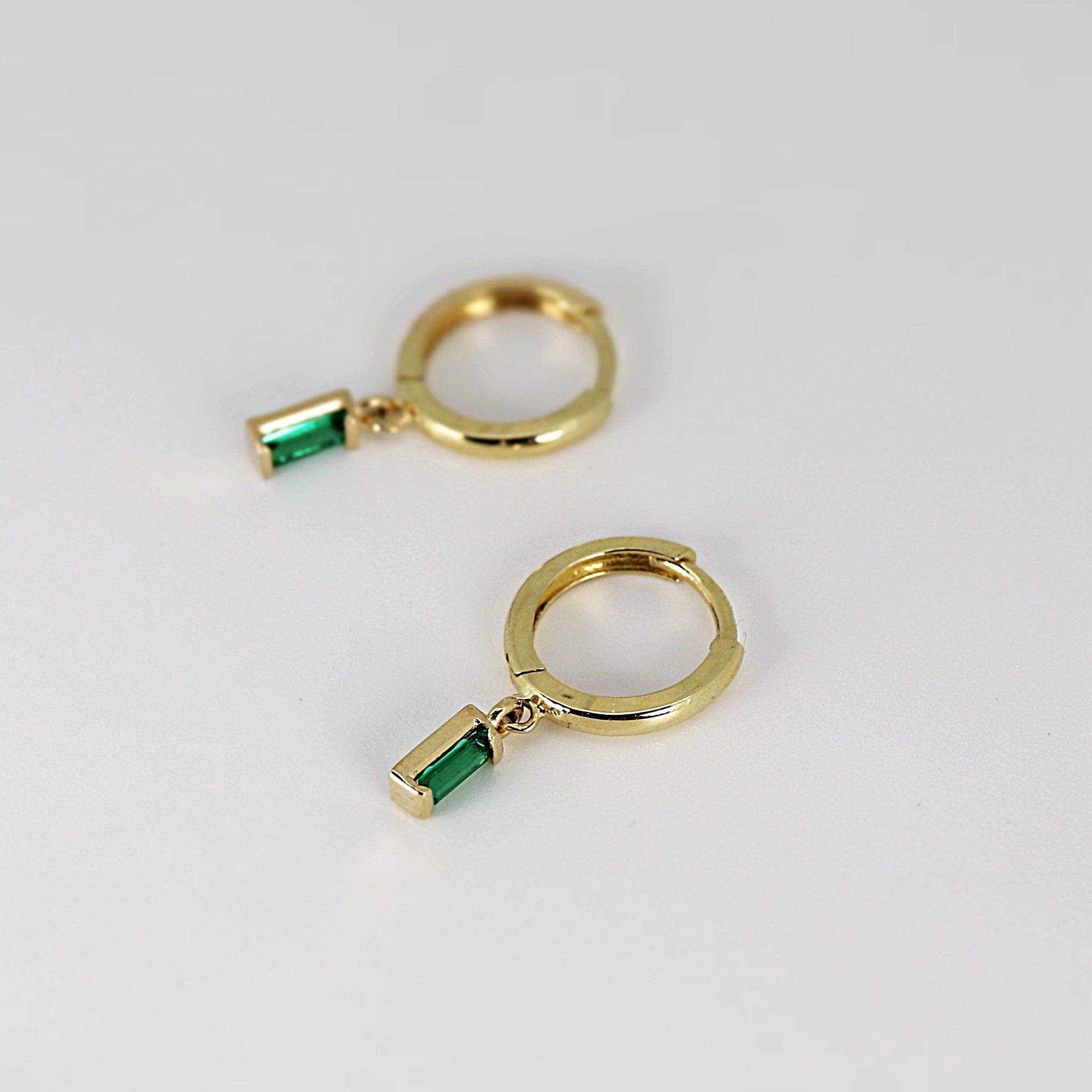 Emerald Earrings 14k Solid Gold - Melt'm Jewelry