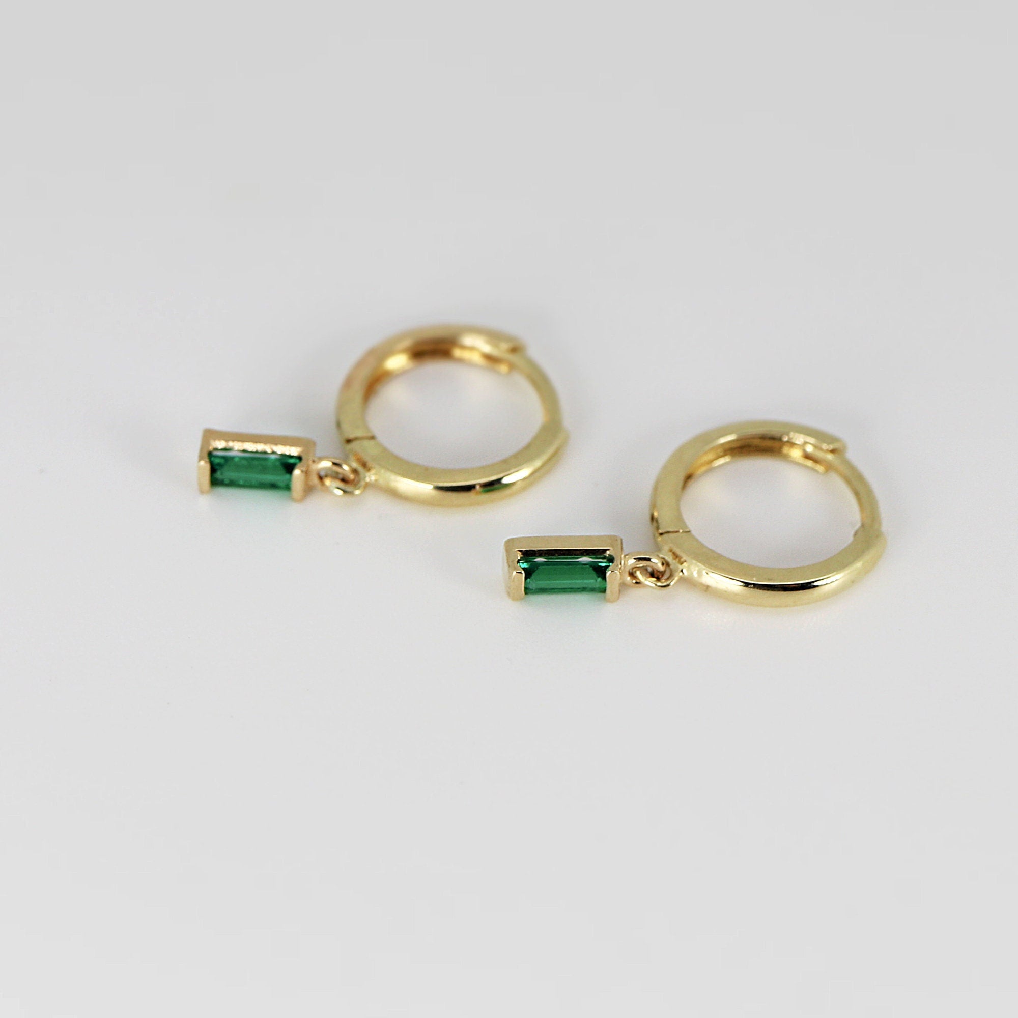 Emerald Earrings 14k Solid Gold - Melt'm Jewelry